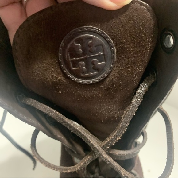Tory Burch Suede 8 M Broome Lace Up Combat Boots - Picture 2 of 11